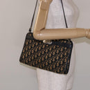 Christian Dior Trotter Canvas Shoulder Bag Navy Gold Auth 129622-20