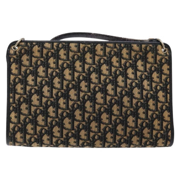 Christian Dior Trotter Canvas Shoulder Bag Navy Gold Auth 129622 - 0