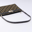 Christian Dior Trotter Canvas Shoulder Bag Navy Gold Auth 129622-7