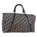 Christian Dior Trotter Canvas Boston Bag Navy Silver Auth 129623-1