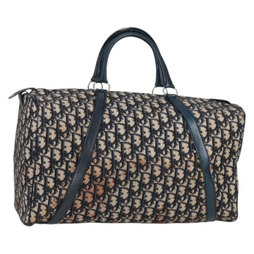 Christian Dior Trotter Canvas Boston Bag Navy Silver Auth 129623