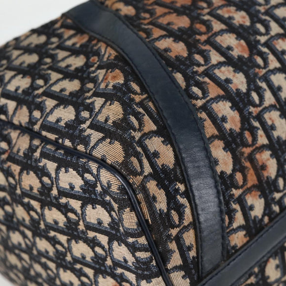 Christian Dior Trotter Canvas Boston Bag Navy Silver Auth 129623