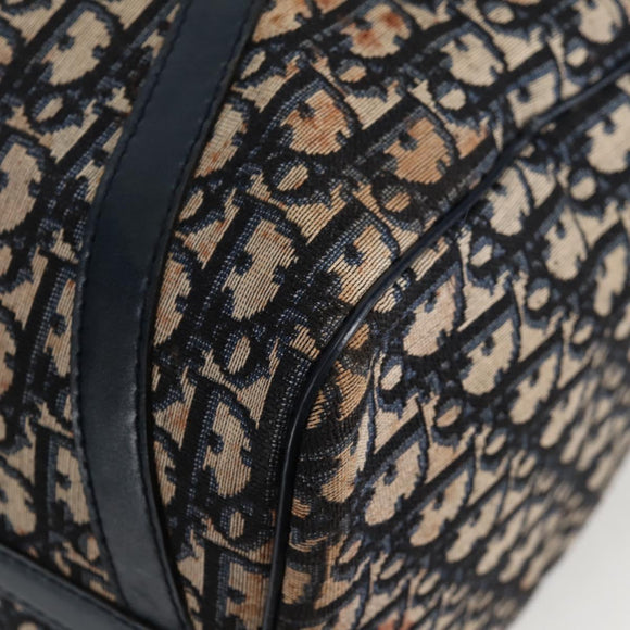 Christian Dior Trotter Canvas Boston Bag Navy Silver Auth 129623