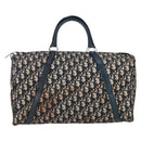 Christian Dior Trotter Canvas Boston Bag Navy Silver Auth 129623-2
