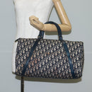 Christian Dior Trotter Canvas Boston Bag Navy Silver Auth 129623-22