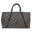 Christian Dior Trotter Canvas Boston Bag Navy Silver Auth 129623-4