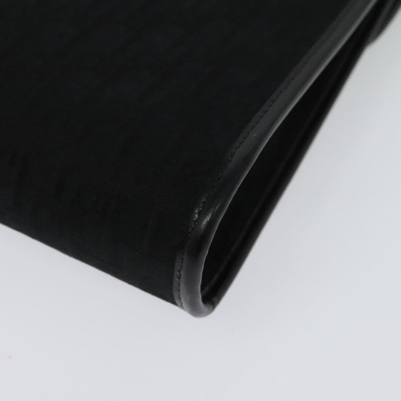 Christian Dior Trotter Canvas Shoulder Bag Black Gold Auth 129624