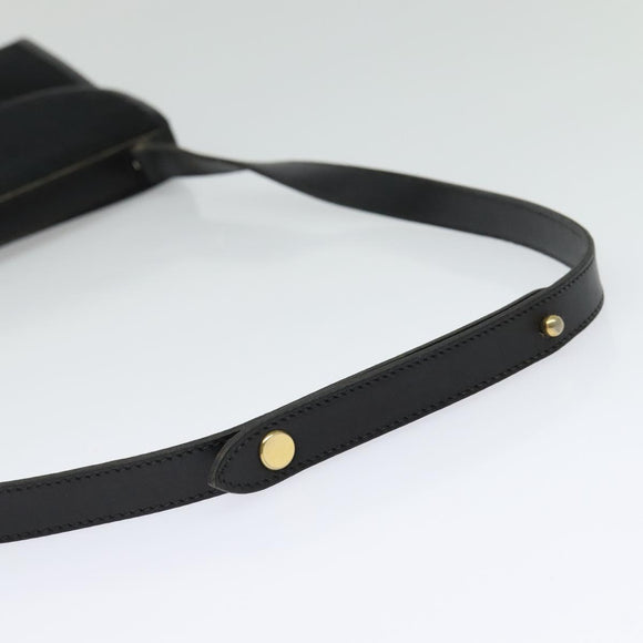 Christian Dior Trotter Canvas Shoulder Bag Black Gold Auth 129624