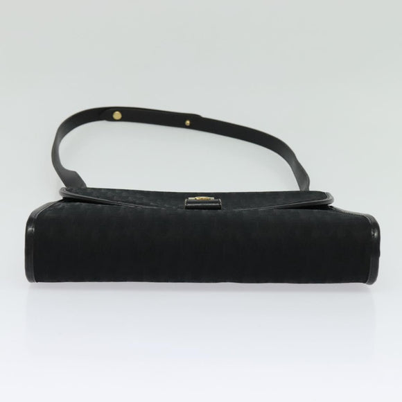 Christian Dior Trotter Canvas Shoulder Bag Black Gold Auth 129624