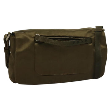 PRADA Shoulder Bag Satin Green Silver Auth 129632