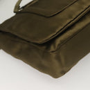 PRADA Shoulder Bag Satin Green Silver Auth 129632-8