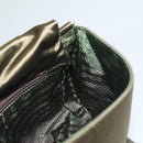 PRADA Shoulder Bag Satin Green Silver Auth 129632-20