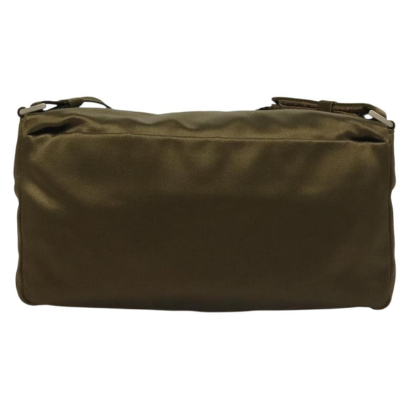 PRADA Shoulder Bag Satin Green Silver Auth 129632