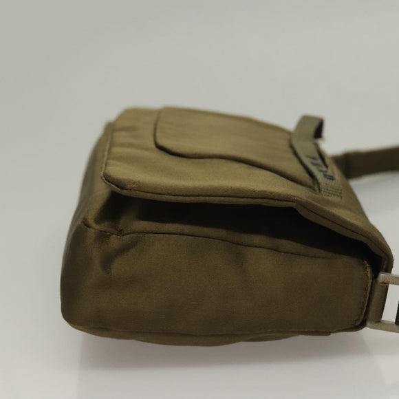 PRADA Shoulder Bag Satin Green Silver Auth 129632