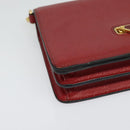 PRADA Chain Shoulder Bag Leather Red Gold Auth 129643-14