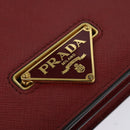 PRADA Chain Shoulder Bag Leather Red Gold Auth 129643-18