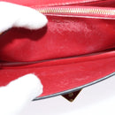 PRADA Chain Shoulder Bag Leather Red Gold Auth 129643-10