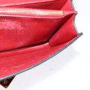 PRADA Chain Shoulder Bag Leather Red Gold Auth 129643-20