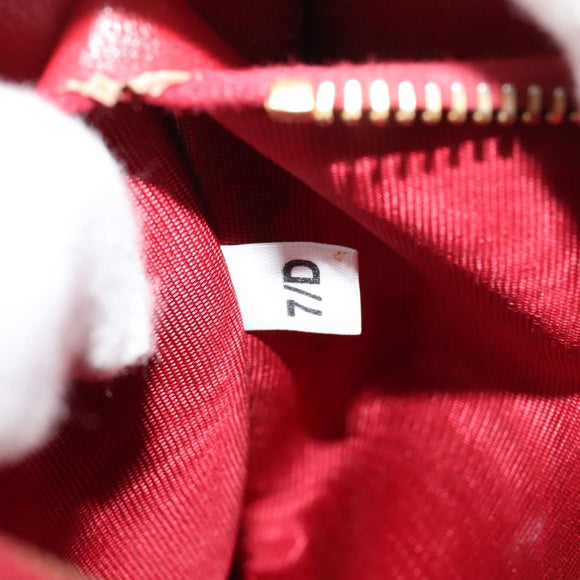 PRADA Chain Shoulder Bag Leather Red Gold Auth 129643