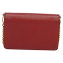 PRADA Chain Shoulder Bag Leather Red Gold Auth 129643-2