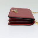 PRADA Chain Shoulder Bag Leather Red Gold Auth 129643-4