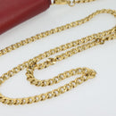 PRADA Chain Shoulder Bag Leather Red Gold Auth 129643-7