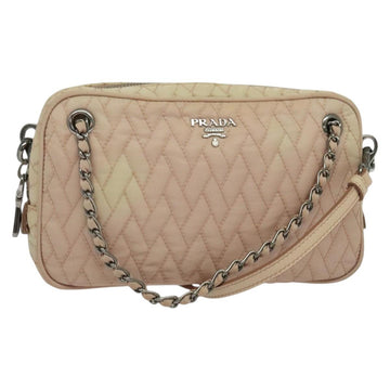 PRADA Chain Shoulder Bag Nylon 2way Pink Silver Auth 129644
