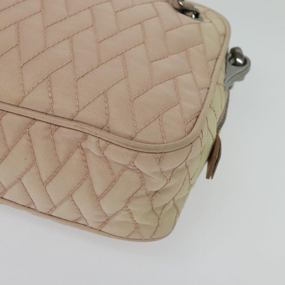 PRADA Chain Shoulder Bag Nylon 2way Pink Silver Auth 129644