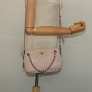 PRADA Chain Shoulder Bag Nylon 2way Pink Silver Auth 129644-25