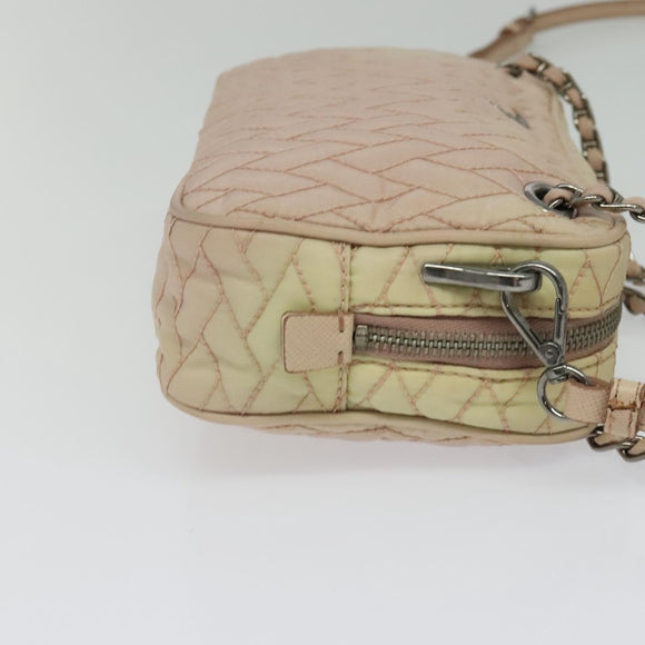 PRADA Chain Shoulder Bag Nylon 2way Pink Silver Auth 129644