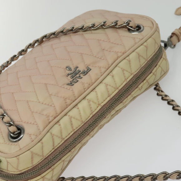 PRADA Chain Shoulder Bag Nylon 2way Pink Silver Auth 129644