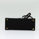 Salvatore Ferragamo Hand Bag Suede 2way Black Silver Auth 129645-5