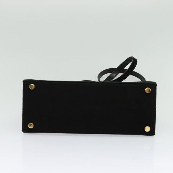 Salvatore Ferragamo Hand Bag Suede 2way Black Silver Auth 129645