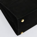Salvatore Ferragamo Hand Bag Suede 2way Black Silver Auth 129645-17