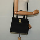 Salvatore Ferragamo Hand Bag Suede 2way Black Silver Auth 129645-22