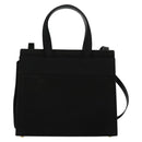 Salvatore Ferragamo Hand Bag Suede 2way Black Silver Auth 129645-2