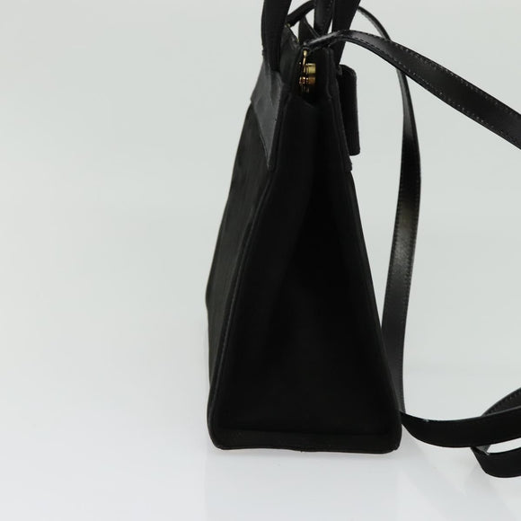 Salvatore Ferragamo Hand Bag Suede 2way Black Silver Auth 129645