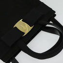 Salvatore Ferragamo Hand Bag Suede 2way Black Silver Auth 129645-6