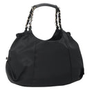 Salvatore Ferragamo Chain Shoulder Bag Nylon Black Auth 129646-1