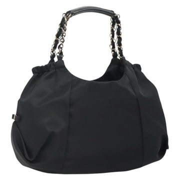 Salvatore Ferragamo Chain Shoulder Bag Nylon Black Auth 129646