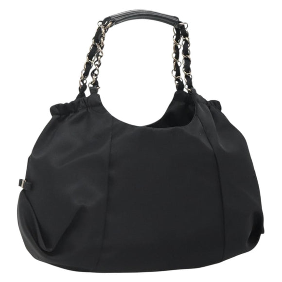 Salvatore Ferragamo Chain Shoulder Bag Nylon Black Auth 129646