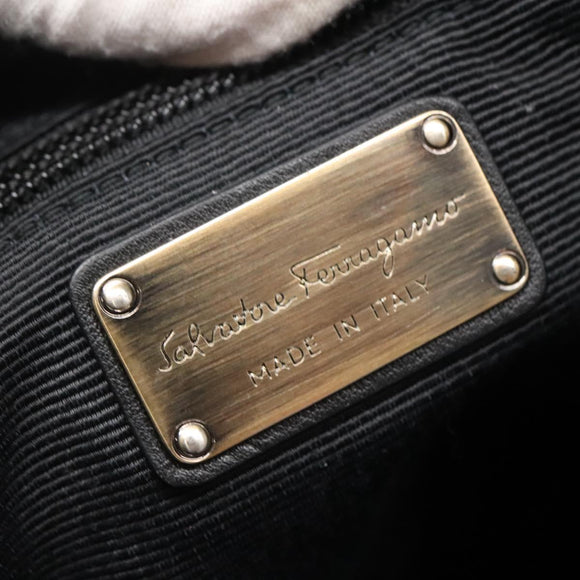 Salvatore Ferragamo Chain Shoulder Bag Nylon Black Auth 129646