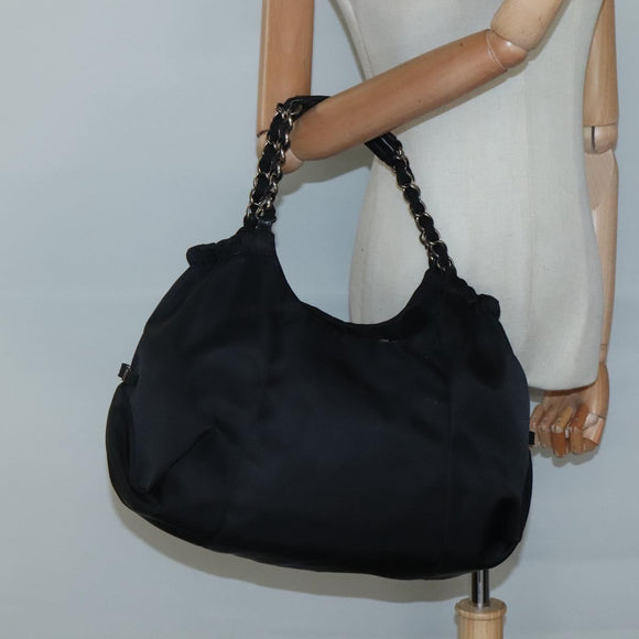 Salvatore Ferragamo Chain Shoulder Bag Nylon Black Auth 129646