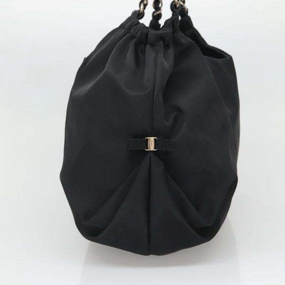 Salvatore Ferragamo Chain Shoulder Bag Nylon Black Auth 129646