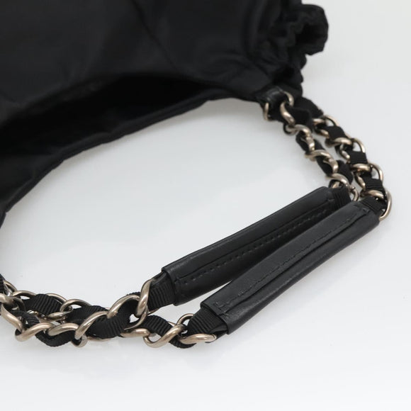 Salvatore Ferragamo Chain Shoulder Bag Nylon Black Auth 129646