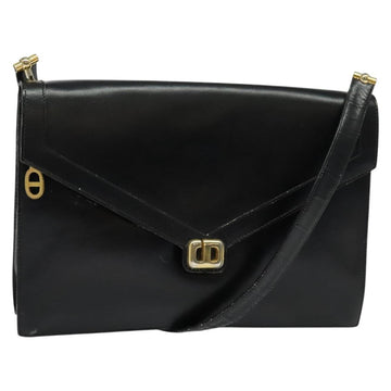 Christian Dior Shoulder Bag Leather Black Gold Auth 129647