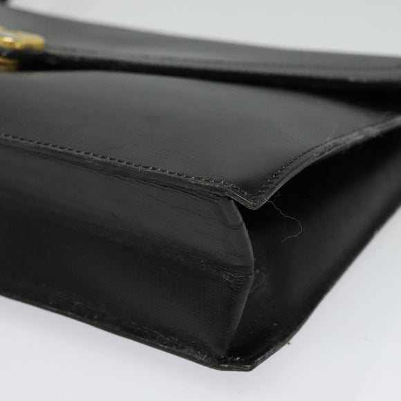 Christian Dior Shoulder Bag Leather Black Gold Auth 129647