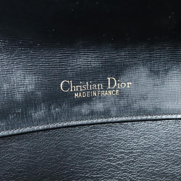 Christian Dior Shoulder Bag Leather Black Gold Auth 129647