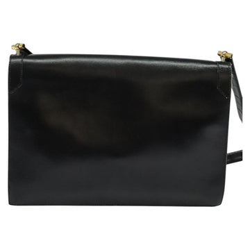 Christian Dior Shoulder Bag Leather Black Gold Auth 129647 - 0