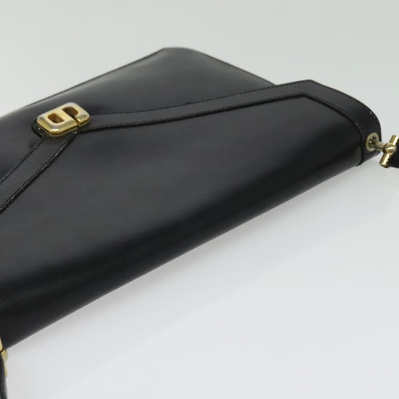 Christian Dior Shoulder Bag Leather Black Gold Auth 129647